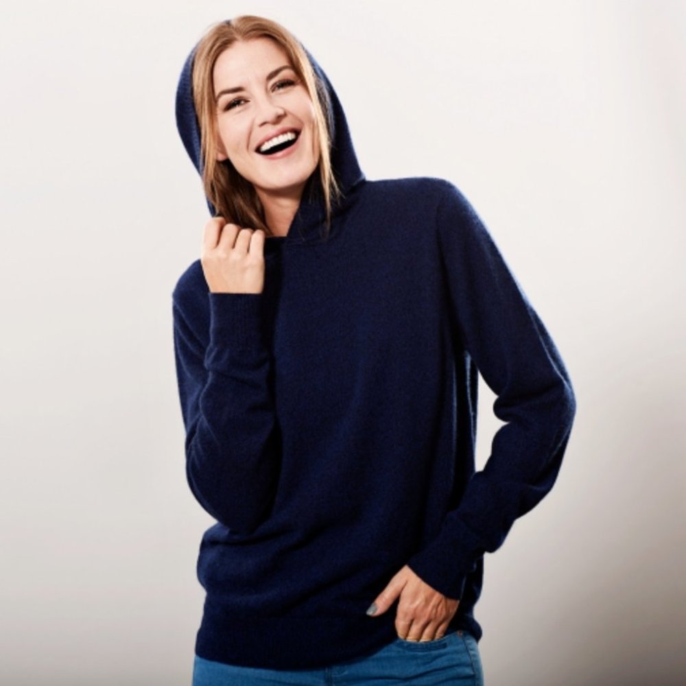 Jcrew 100% Cotton Vintage Fleece Navy Boyfriend Hoodie Sweatshirt Pullover M